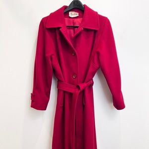 Ladies Vintage Red Wool Long Jacket